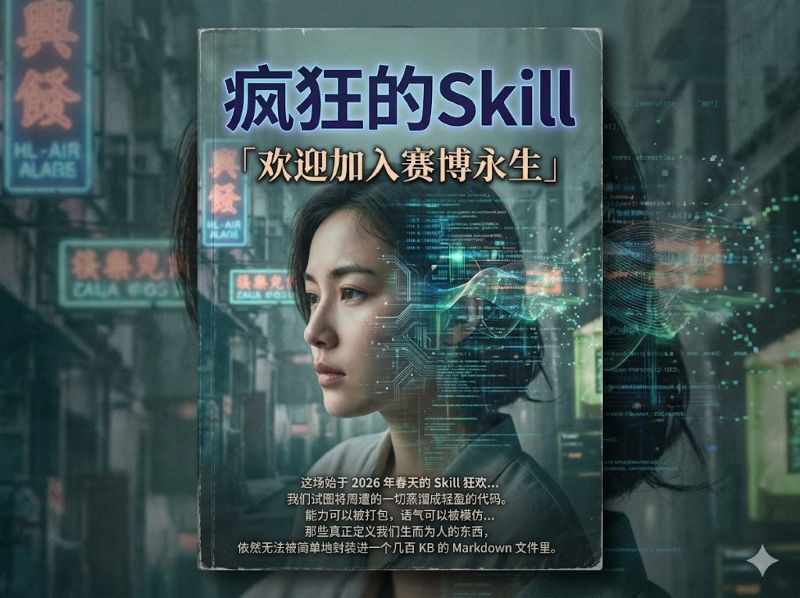 这幅图试图在冷色调的数字技术与暖色调的人类情感之间寻找平衡点。它不仅仅是一张插画，更像是一个关于“人类本质是否会被几百 KB 文本取代”的视觉叩问。